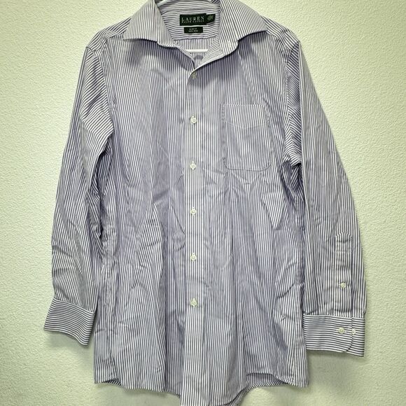 Lauren Ralph Lauren Shirt Mens 16 32/33 Purple Striped Long Sleeve Button Up - Picture 2 of 6